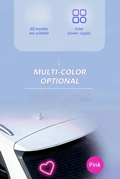 Solar LED Car Neon Lights – Heart Shape | RGB Atmosphere Light