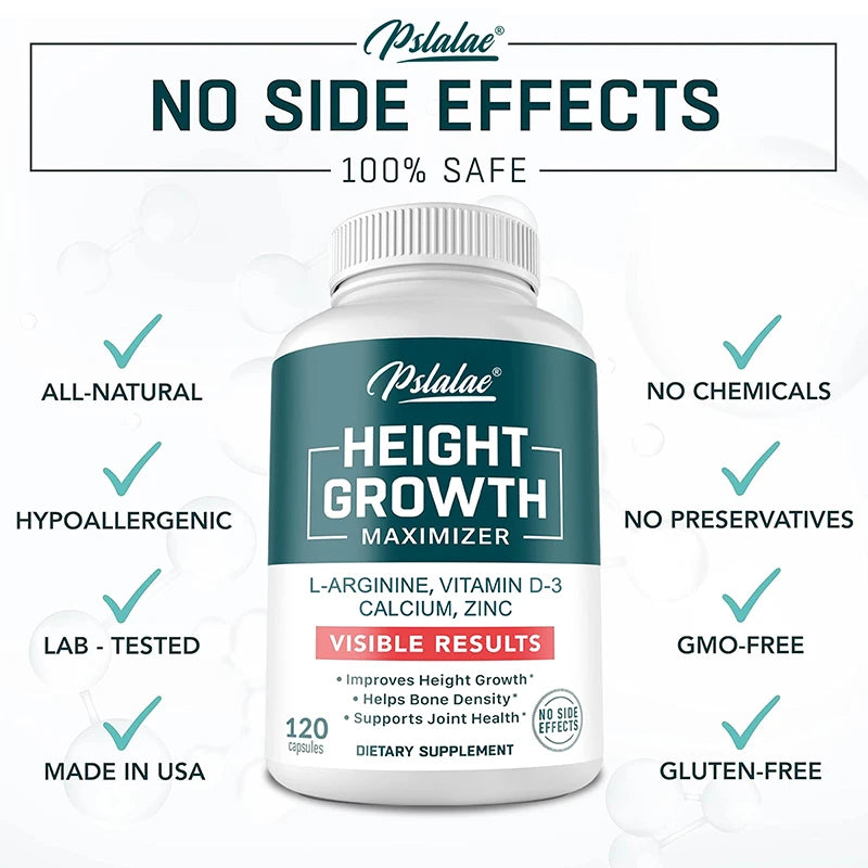 Natural Height Growth Maximizer for Kids, Teens and Adults Zinc and Calcium Increase Peak Height Supplement Bone Strength