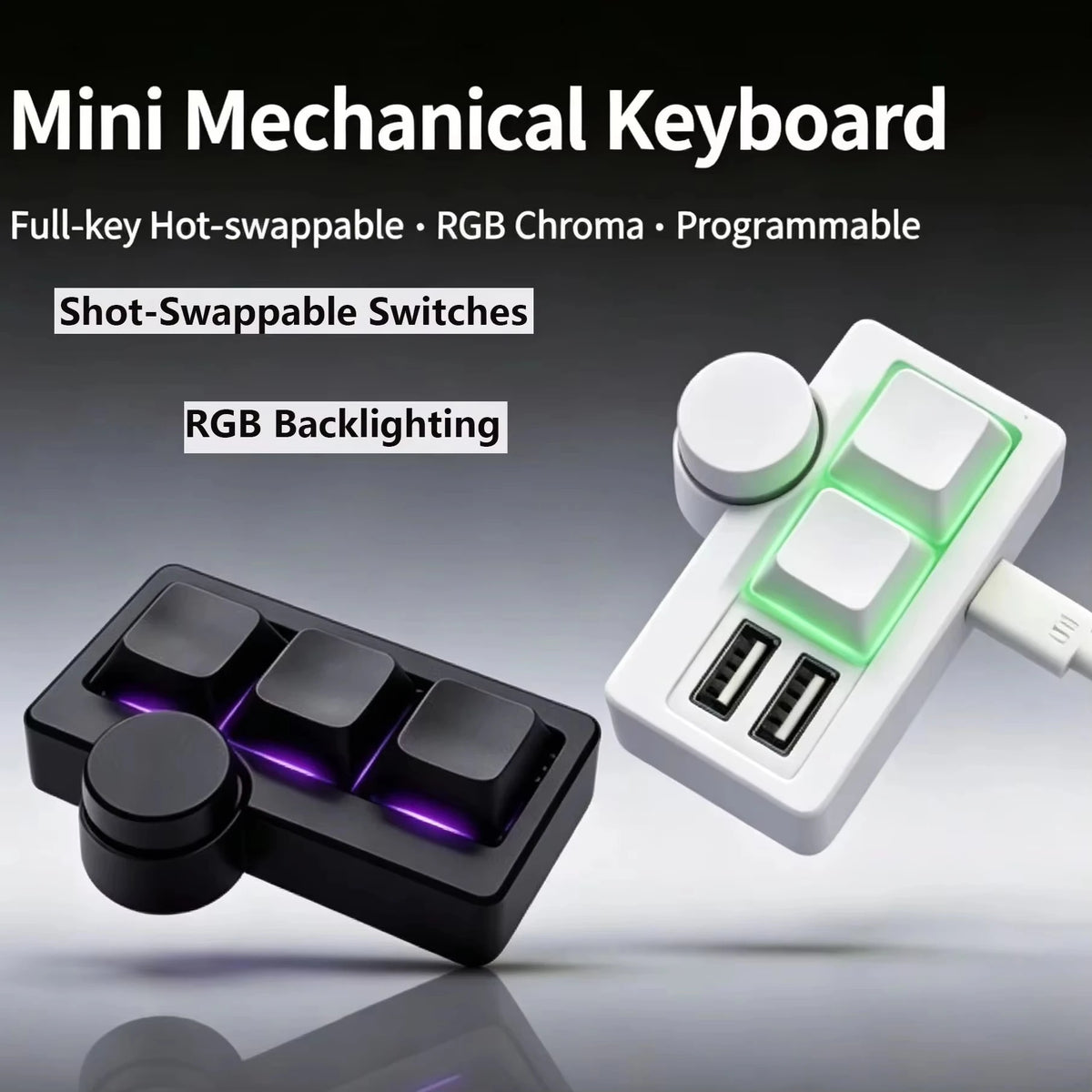 RGB Backlit Wired Mini Gaming Keyboard Hot-Swappable Portable Multi-Combination/Multimedia Game Office Custom Shortcut Keyboard