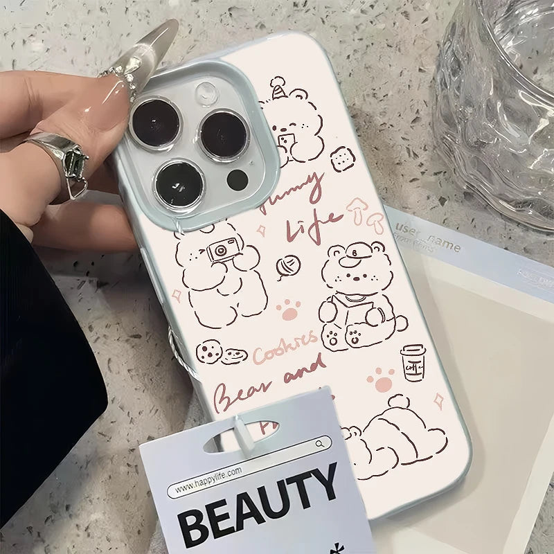 Cute Cartoon Phone Case for iPhone 12/13/14/15/16/17 Pro Max Plus Air - Durable Protective Case
