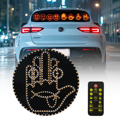 Car Gesture LED Light – Funny Road Rage Expression Lamp with Remote