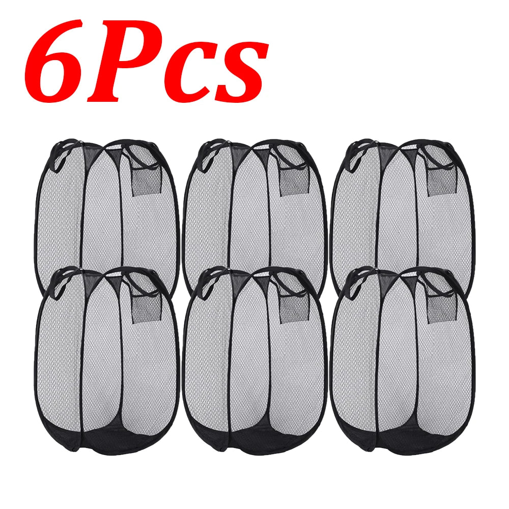 1-10Pcs Collapsible Laundry Basket Dirty Clothes Mesh Pop Up Hamper Storage Basket Toy Storage Bag for Home Bathroom Dorm Travel