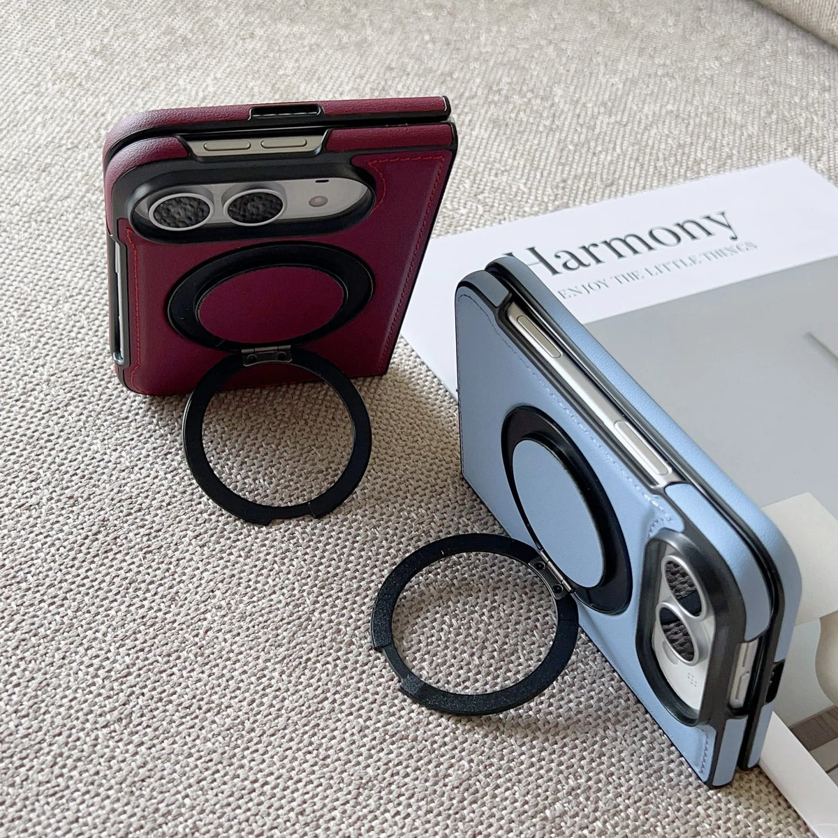 360° Rotating Bracket Magnetic Case For iPhone Duo For Magsafe PU Leather Shockproof Cover Funda