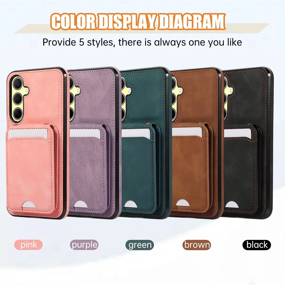 Shoulder Lanyard Leather Card Wallet Case For Samsung Galaxy S25 S24 S26 Ultra S23 S22Plus A57 A37 A17 A36 A56 Stand Phone Cover