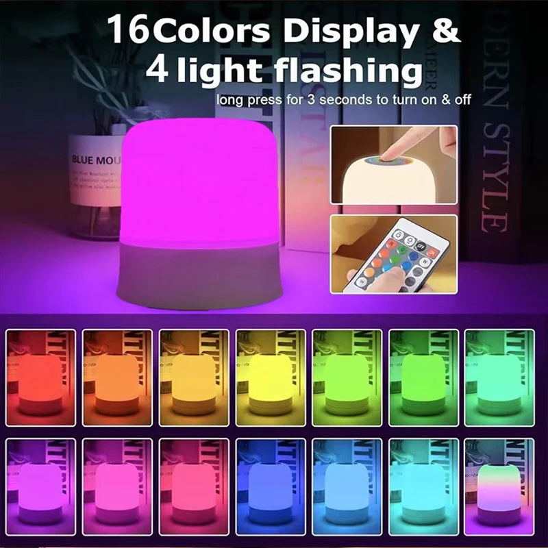 NEW LED Touch Night Light Rechargeable RGB Dimmable Table Lamps Remote Control Ambient Light for Bedroom Living Room