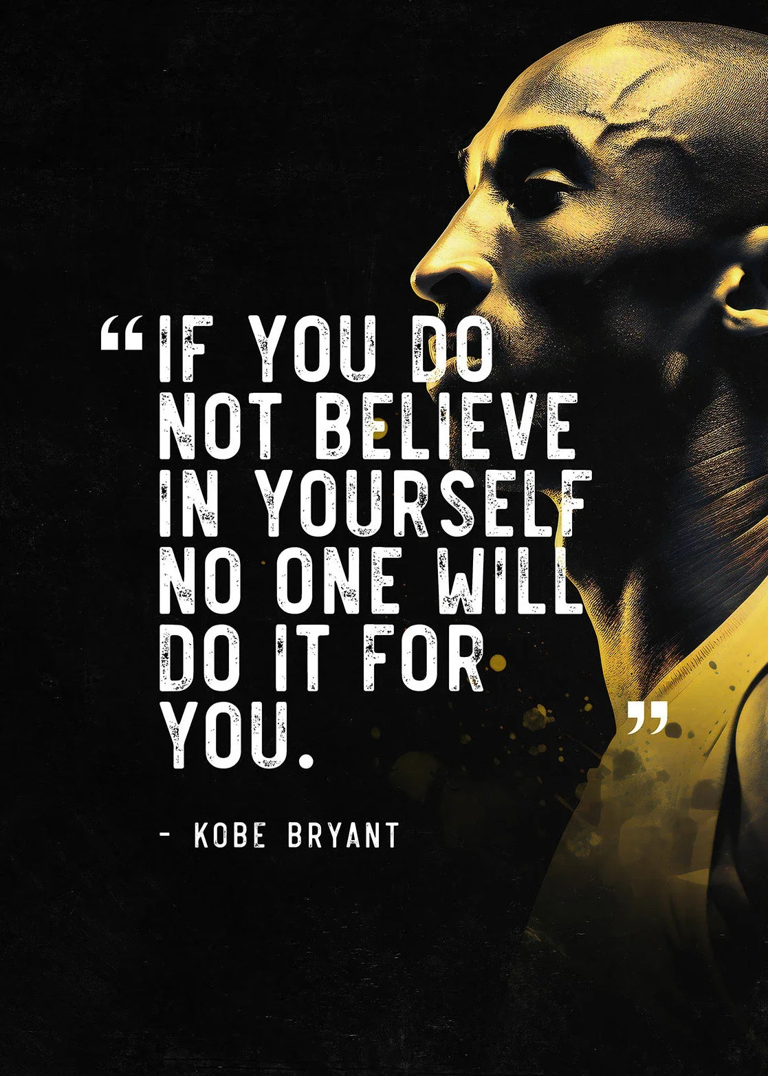 Kobe Bryant Inspirational Quote Poster Black White Canvas Print Wall Art for Home Decor Boys Bedrooms Basketball Legend