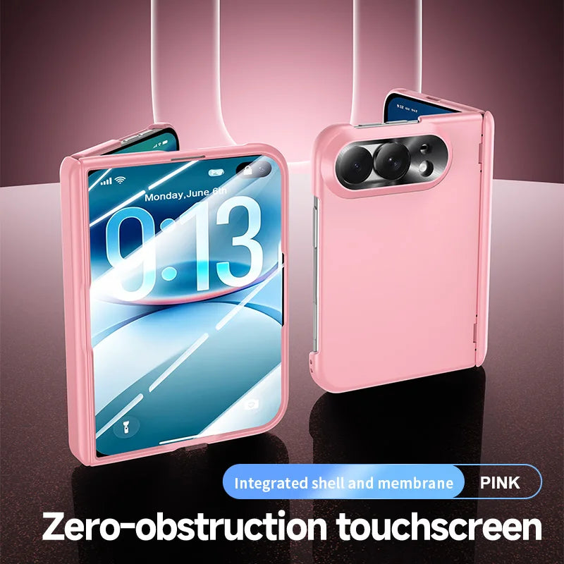 For iPhone Duo Case Luxury Matte Skin-Friendly Folding Hinge With Tempered Film Shockproof Hard Back Cover For iPhone 18 Fold