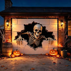 Halloween Garage Door Decorations Large Spooky Thick Fabric Vibrant Halloween Garage Door Banner Cover Decorations for Home Yard