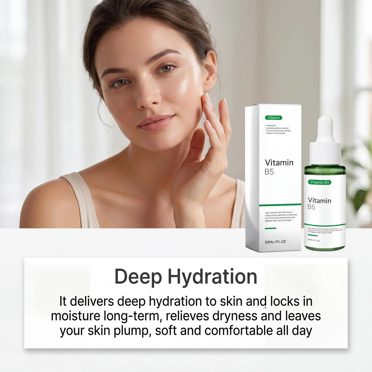Vitamin B5 Hyaluronic Acid Serum Repair Face Redness Calm Sensitive Skin Deep Hydrating Whitening Centella Asiatica Facial Serum