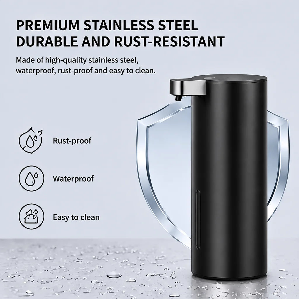 Automatic Soap Dispenser Stainless Touchless Rechargeable Hand Sanitizer Shampoo Detergent Dispenser for Kitchen Bathroom Toilet