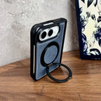For iPhone Duo Fold Case Luxury PU leather Magnetic rotate stand Protective Back Cover For iPhone 18 Fold Phone Shell Funda