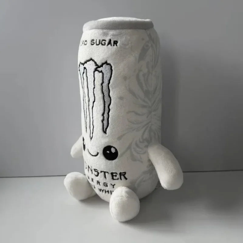 Zero Sugar White Monster Energy Drink Plush Toy Simulation Can Stuffed Doll Cute Soft Figure Decor Gift for Friend Home Ornament