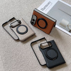 360° Rotating Bracket Magnetic Case For iPhone Duo For Magsafe PU Leather Shockproof Cover Funda
