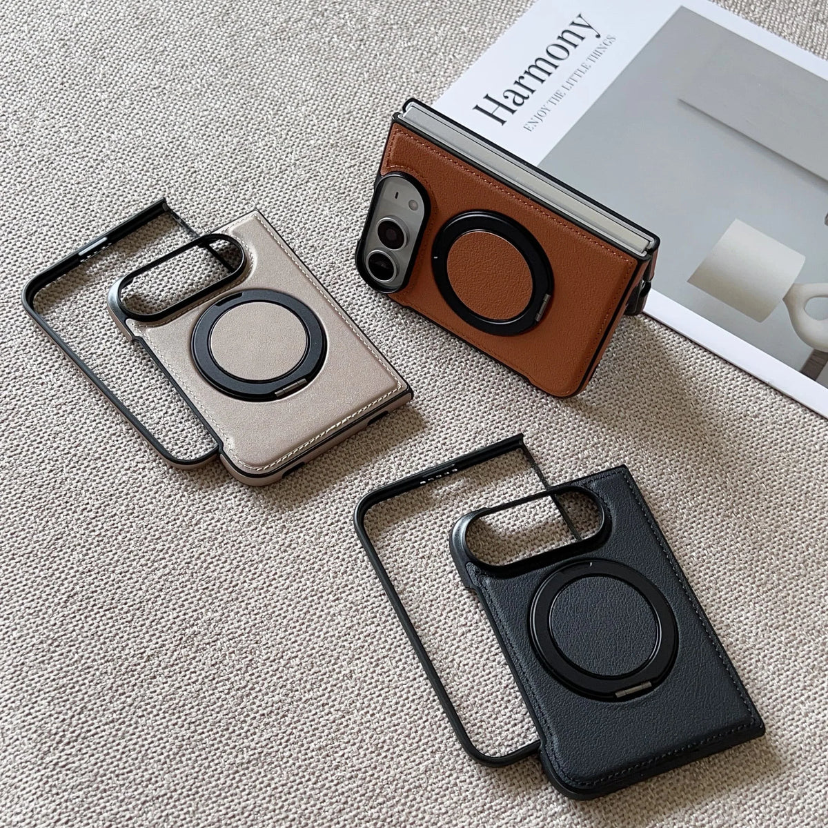 360° Rotating Bracket Magnetic Case For iPhone Duo For Magsafe PU Leather Shockproof Cover Funda