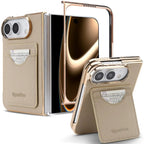 Matte PU Leather Card Phone Case For iPhone Duo 18 Fold Electroplated Frame Foldable Kickstand Drop Protection Cover