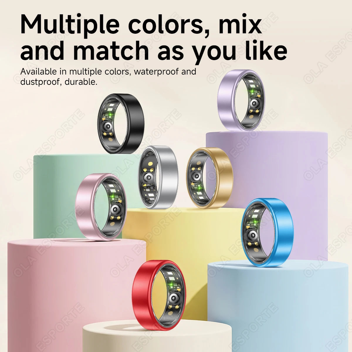 R10 Smart Ring with Charging Case Multi-color Ring Men Women Health Sleep Heart Rate Monitoring IP68 Waterproof Multi-sport Mode