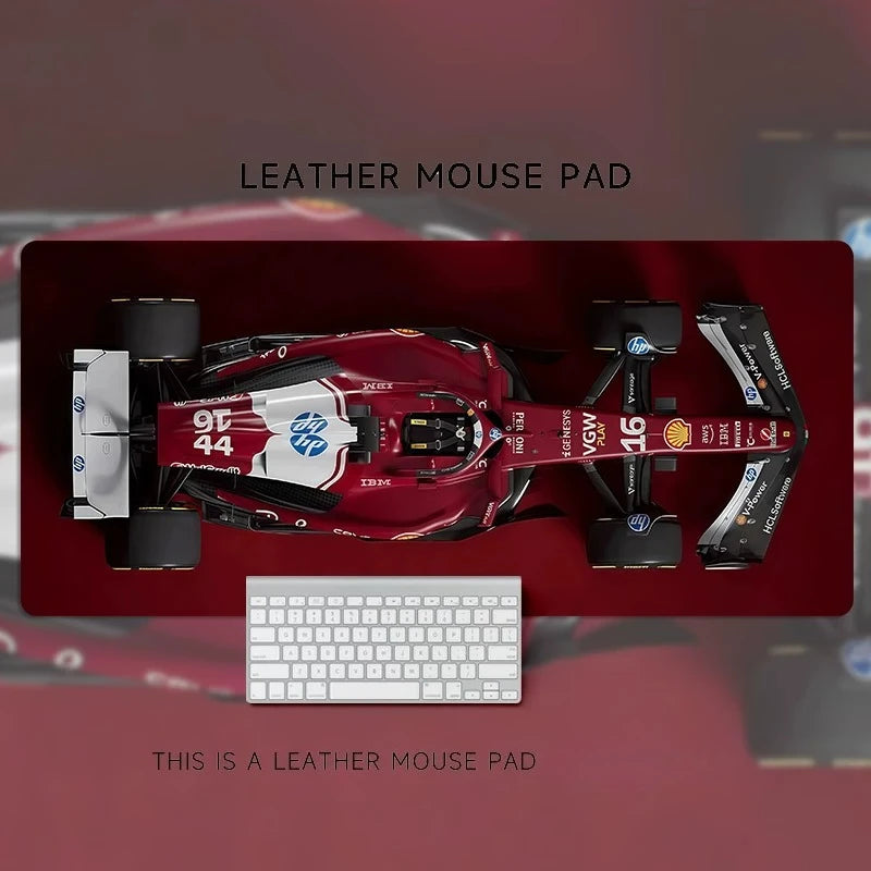 HD Boys Loves  F1 Racing Car Leather Mouse Pad Oversized Computer Desk Workstation Desk Non-slip and Dirty-resistant Mouse Pad
