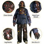 Kids & Adults Zombie Cosplay Costume, Scary Horror Bloody Skeleton  Outfit with Mask Gloves, Halloween Carnival Fancy Dress