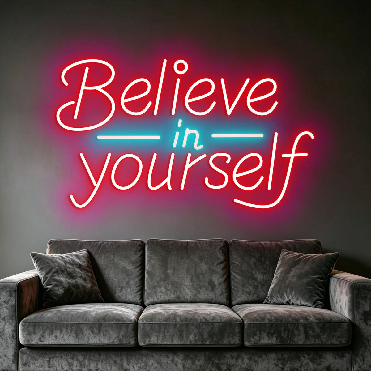 Believe in Yourself LED Neon Sign, Inspirational Quote Neon Decor, Motivational Wall Decor for Bedroom Office Gym Dorm Room Aest