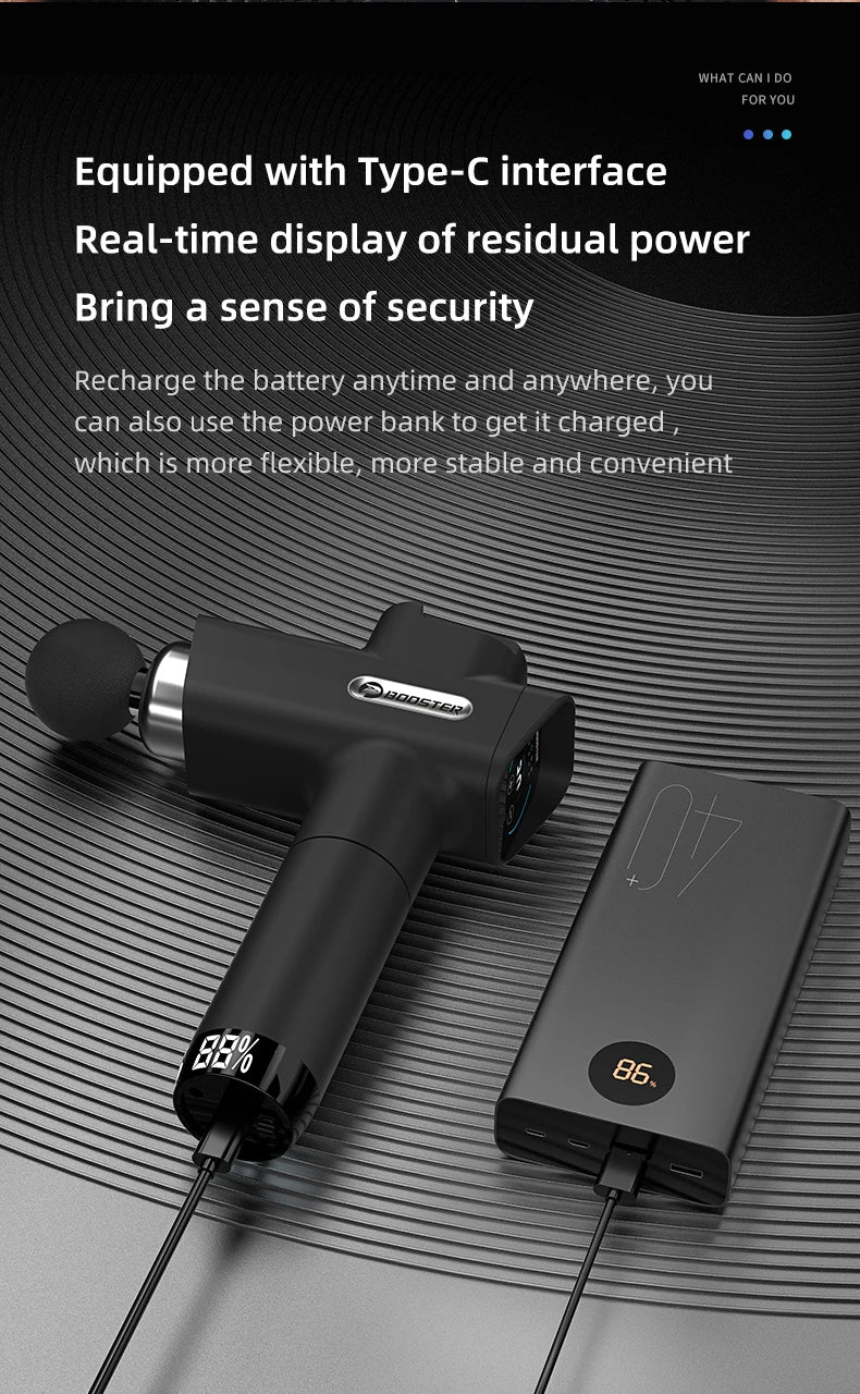 Booster M2-D Massage Gun Deep Tissue Percussion Neck Back Body Massager Portable Fascia Gun Muscle Relaxation Electric Massager