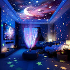 LED Night Light Starry Sky Galaxy Moon Projector Light Auto Color Changing USB 5V RGB Ambient Light for Kids Room Birthday Party