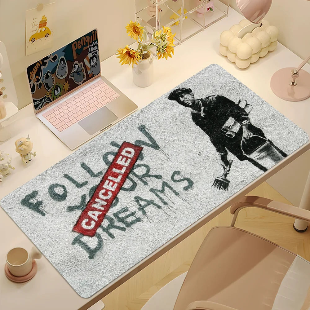 Graffiti Art Banksy S Mouse Pad Large Desk Mat Keyboard Ergonomic Office Rubber Game PC Non-slip Anti-fray Home Custom Best Pric