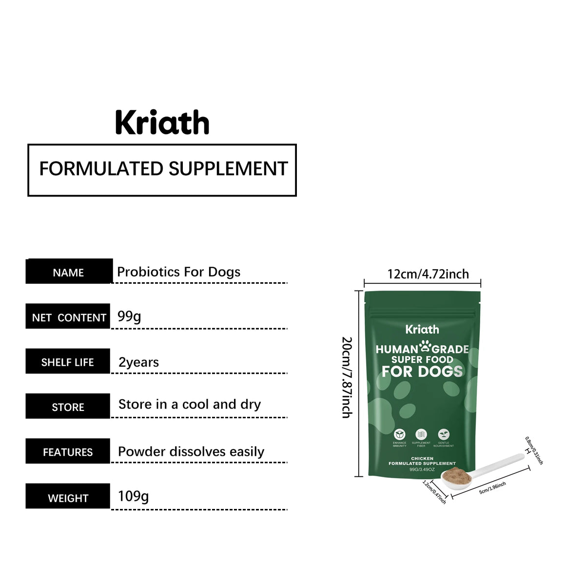 Dog Nutrition Powder Promote Digestion Balance Gut Flora Boost Vitality Improve Health Support Immune System Daily Easy Absorb