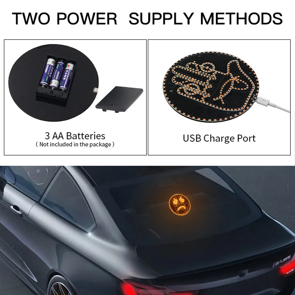 Car Gesture LED Light – Funny Road Rage Expression Lamp with Remote
