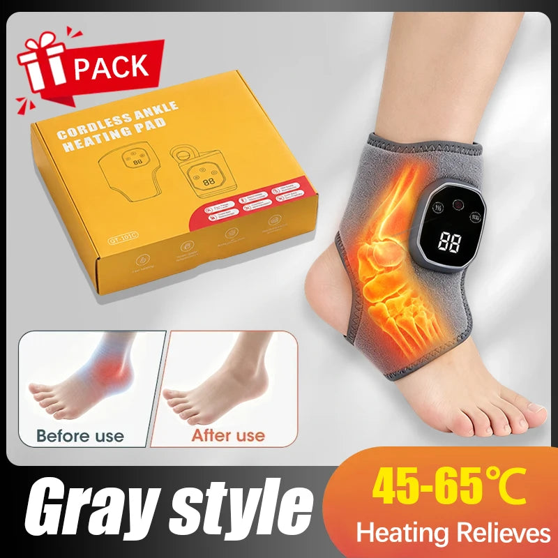 Electric Ankle Massager Heated Foot Massager with Vibration Massage Modes Portable Wrap Device for Home Relaxation Care