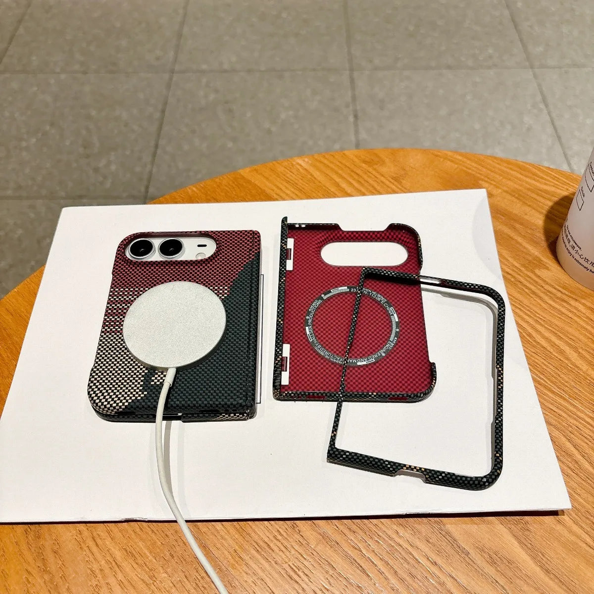 Duo Thin Carbon Fiber Matte Magnetic for Magsafe Phone Case for Apple IPhone Duo 18 Fold Shockproof Hinge Protective Cover