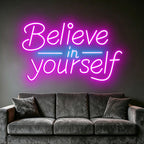 Believe in Yourself LED Neon Sign, Inspirational Quote Neon Decor, Motivational Wall Decor for Bedroom Office Gym Dorm Room Aest