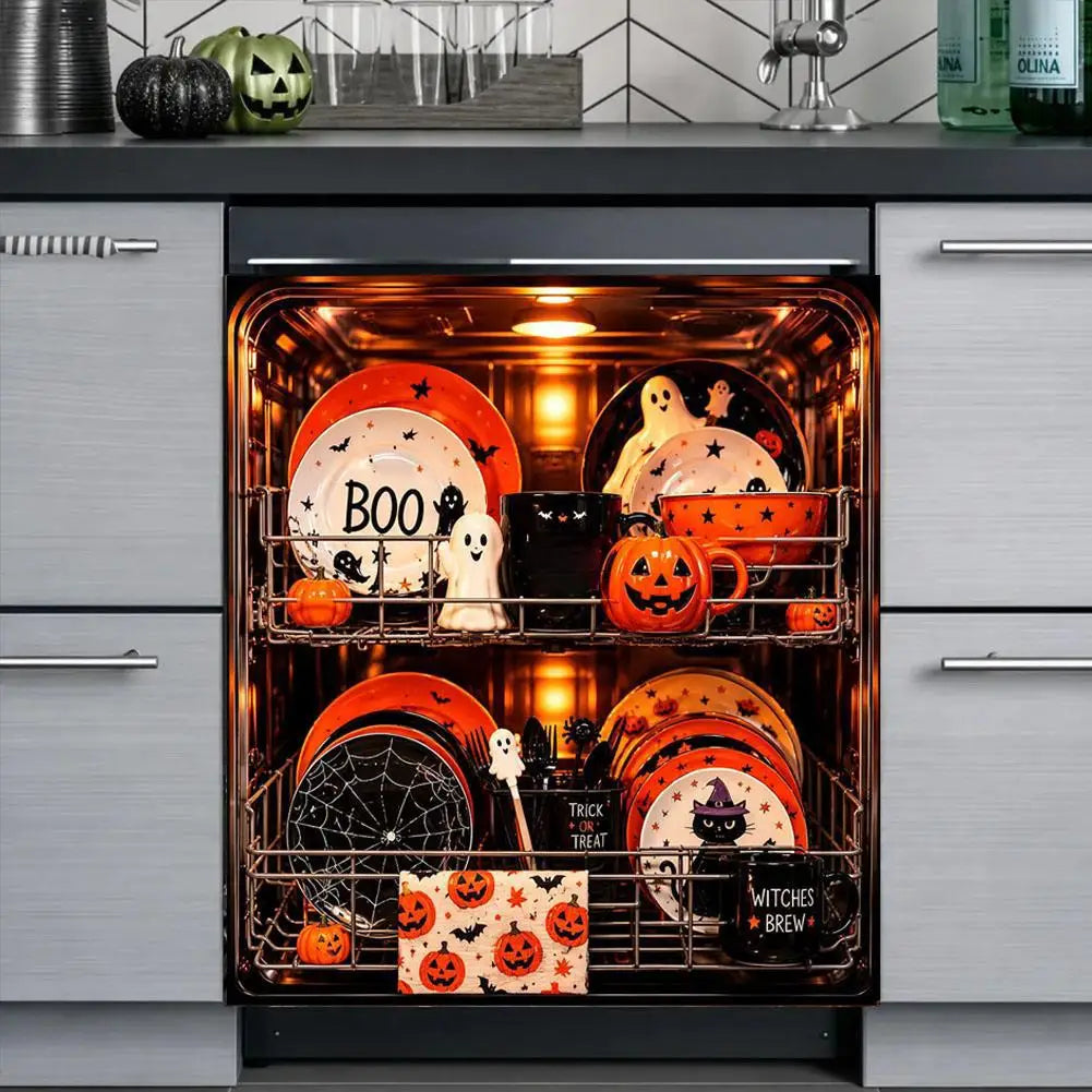 Halloween Dishwasher Magnet Cover Waterproof Appliance Magnetic Panel Reusable Kitchen Decor for Fridge Washer Door