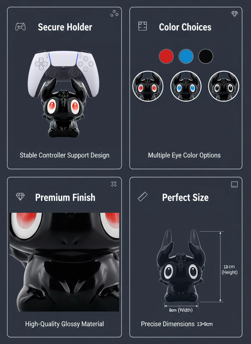 Cute Dragon Game Controller Stand – Universal Holder for PS Xbox Switch PC Gamepad | Funny Gaming Desk Ornament Gamer Gift Decor