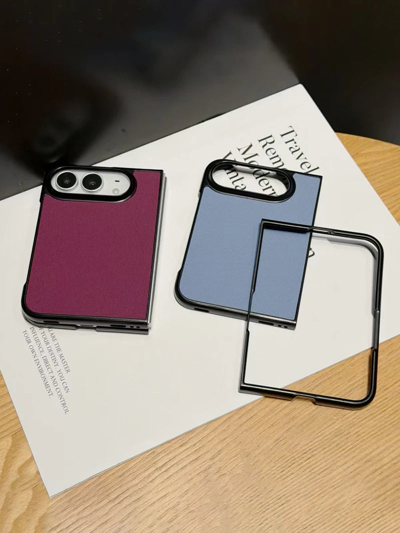 High Quality Solid Color Woven Texture Shockproof Folding Phone Case For IPhone Duo Fashionable Phone Protective Case