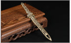 Brass Sword Pendant Waist Decoration Exquisite Double-Sided Carved Small Sword Handle Antique Copper Craft Ornament