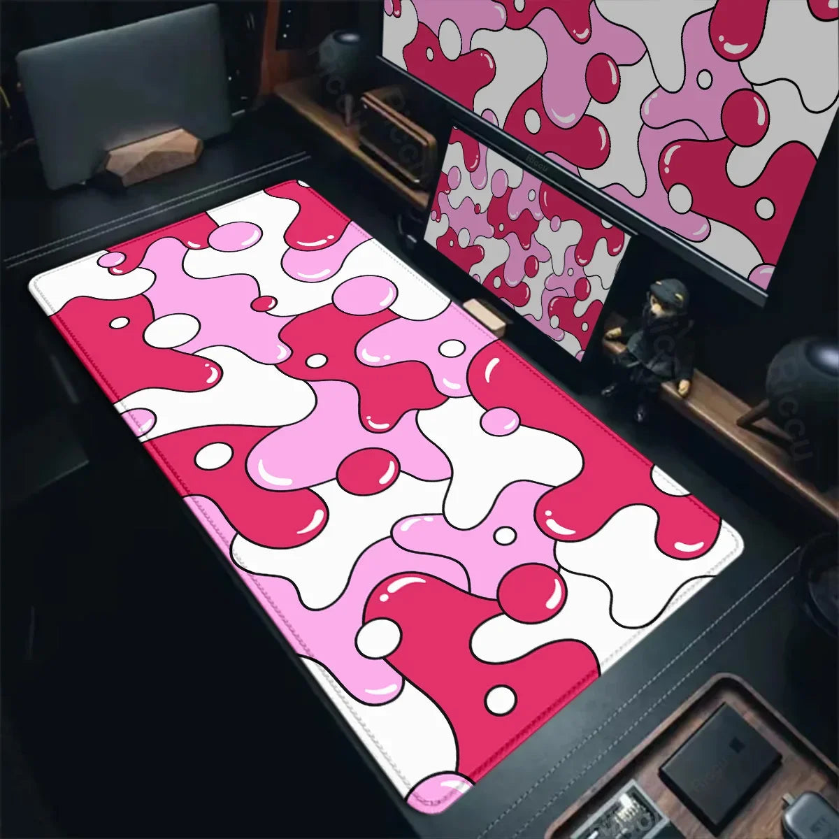 Gaming Mouse Pads Large Size Table Pad Blue White Strata Liquid Mouse Pad Computer Play Mat Leather Mouse Pad Keyboard Desk Mat