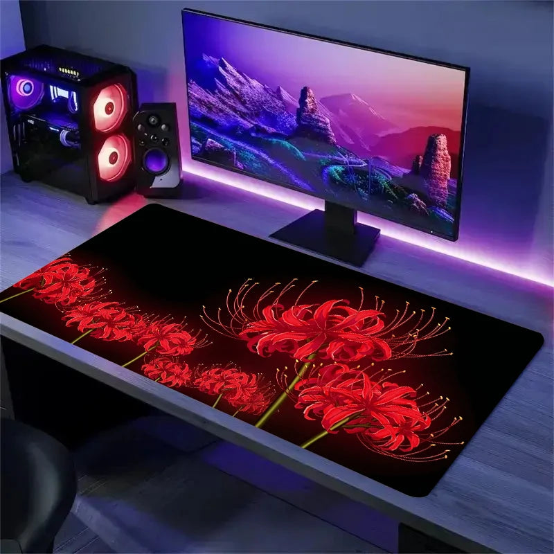 Accessories Long Mousepad Red Spider Lily Mouse Pad XXL Desktop Keyboard Table Pads Large Game Rubber Anti-slip DeskMat Computer