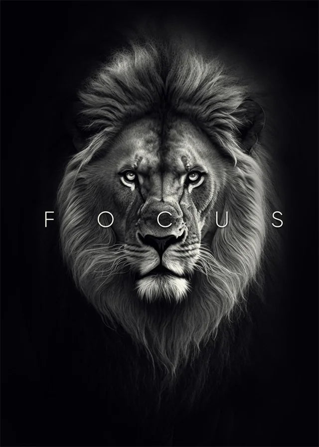 Animal Motivation Poster Panther Lion Motivational Canvas Posters Prints Canvas Painting Focus Conquer Fearless Mural Wall Decor