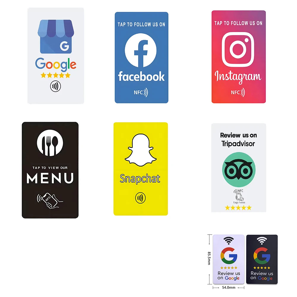 Instagram Facebook Google Tripadvisor Trustpilot Review NFC Tap Card N-TAG 215 506bytes NFC Tag
