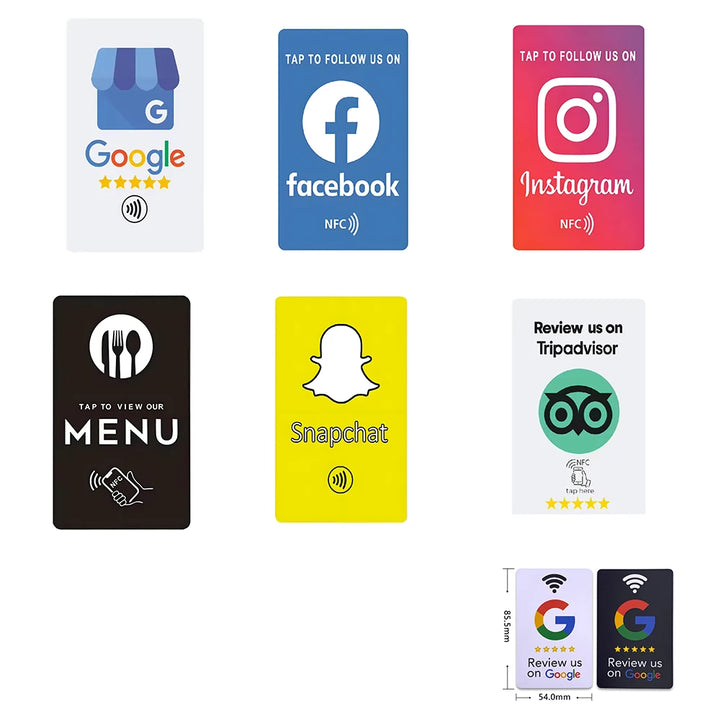 Instagram Facebook Google Tripadvisor Trustpilot Review NFC Tap Card N-TAG 215 506bytes NFC Tag