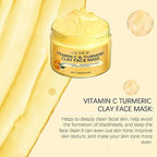 Turmeric Clay Face Mask Vitamin C Deep Cleansing Facial Improves Dark Spots Hydrating Skin Care Tightens Skin Evens Skin Tone To