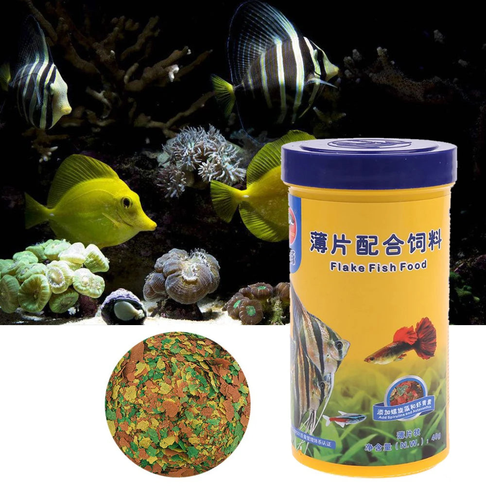 NEW Fish Food Pellets Small Ornamental Fish Growth Mini Pellet Balanced Diet High Protein Spirulina Color Enhanced Formula