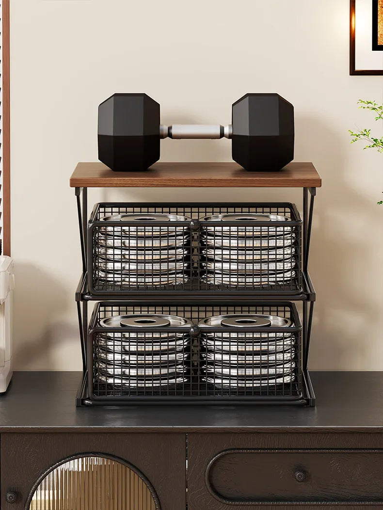 Kitchen Counter Shelf Organizer Ironwood Drawer Storage Rack Coffee Accessories Station for Room and Pantry Home Storage
