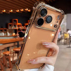 Luxury Buffer Impact Shockproof Plating Transparent Phone Case For iPhone 18 17 16 15 14 13 12 11 Pro Max 16Plus Air Clear Cover