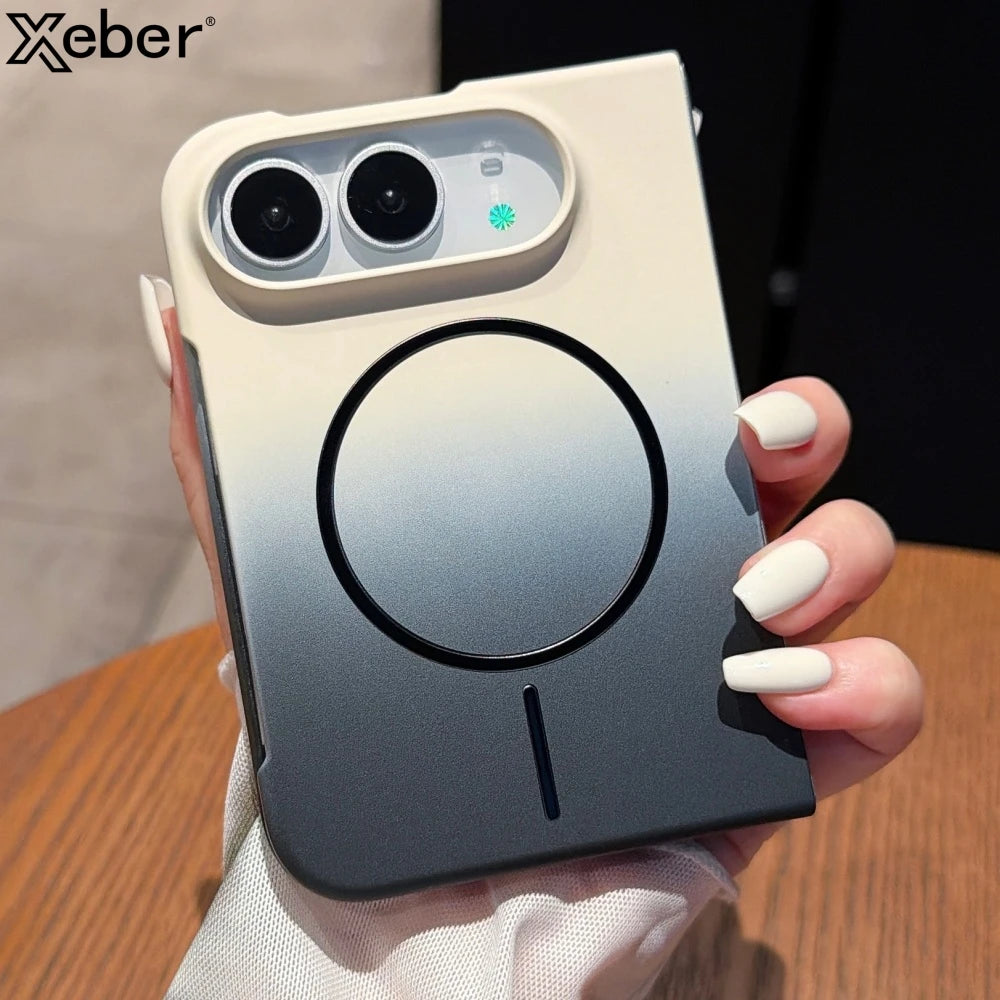 Slim Gradient Color Magnetic Wireless Charging Phone Case For iPhone Duo For Magsafe Protection Ultra Thin Hard PC Folding Cover