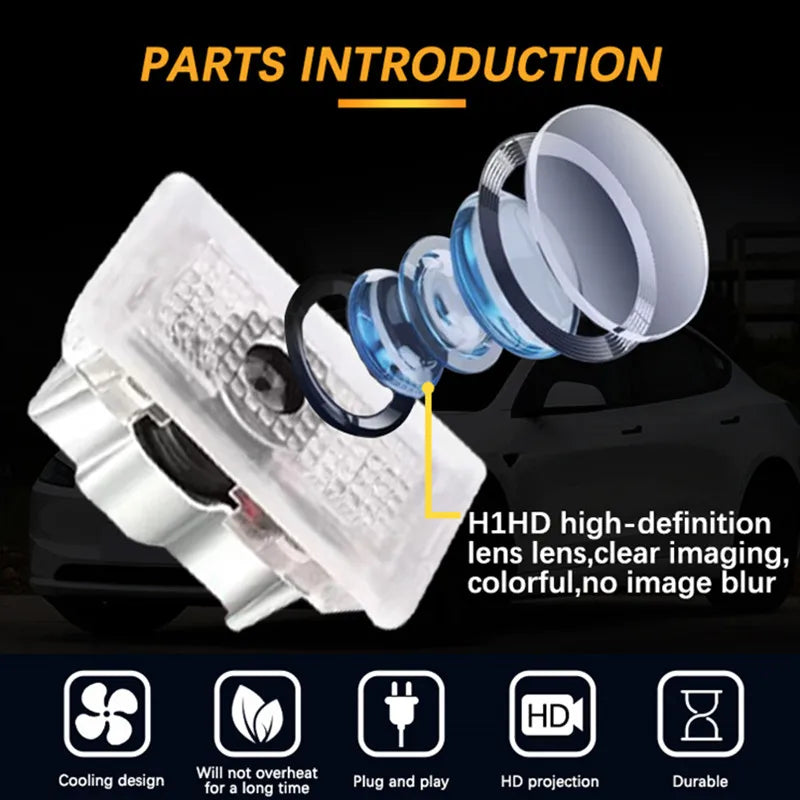 Tesla 2pcs Car HD Projector Lamp LED Door Welcome Light For Tesla Model S Model Y Model 3 Model X