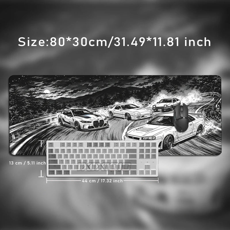 Black And White Drift Cars Mouse Pad Gamer XL HD Home Large New Mousepad XXL keyboard pad Carpet Gaming laptop Desktop Mouse Pad