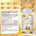 Aged Garlic Extract Capsules Odorless with Magnesium, Chromium, B1 & B9, Support Immune, Heart, Cardiovascular Health Supplement