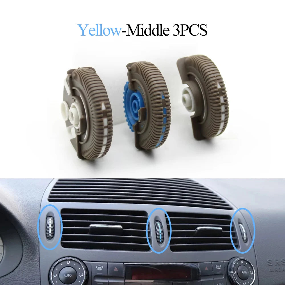 2/3PCS Set Car Front Air Conditioning AC Vent Rolling Wheel For Mercedes BENZ E Class W211 E200 E300 E230 E260 E280 2003-2008