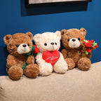 Lovely 16/25CM Bear Plush Toy Romantic Red Heart Rose Bear Doll Cute Soft Holding Flowers Bear Doll Home Decoration